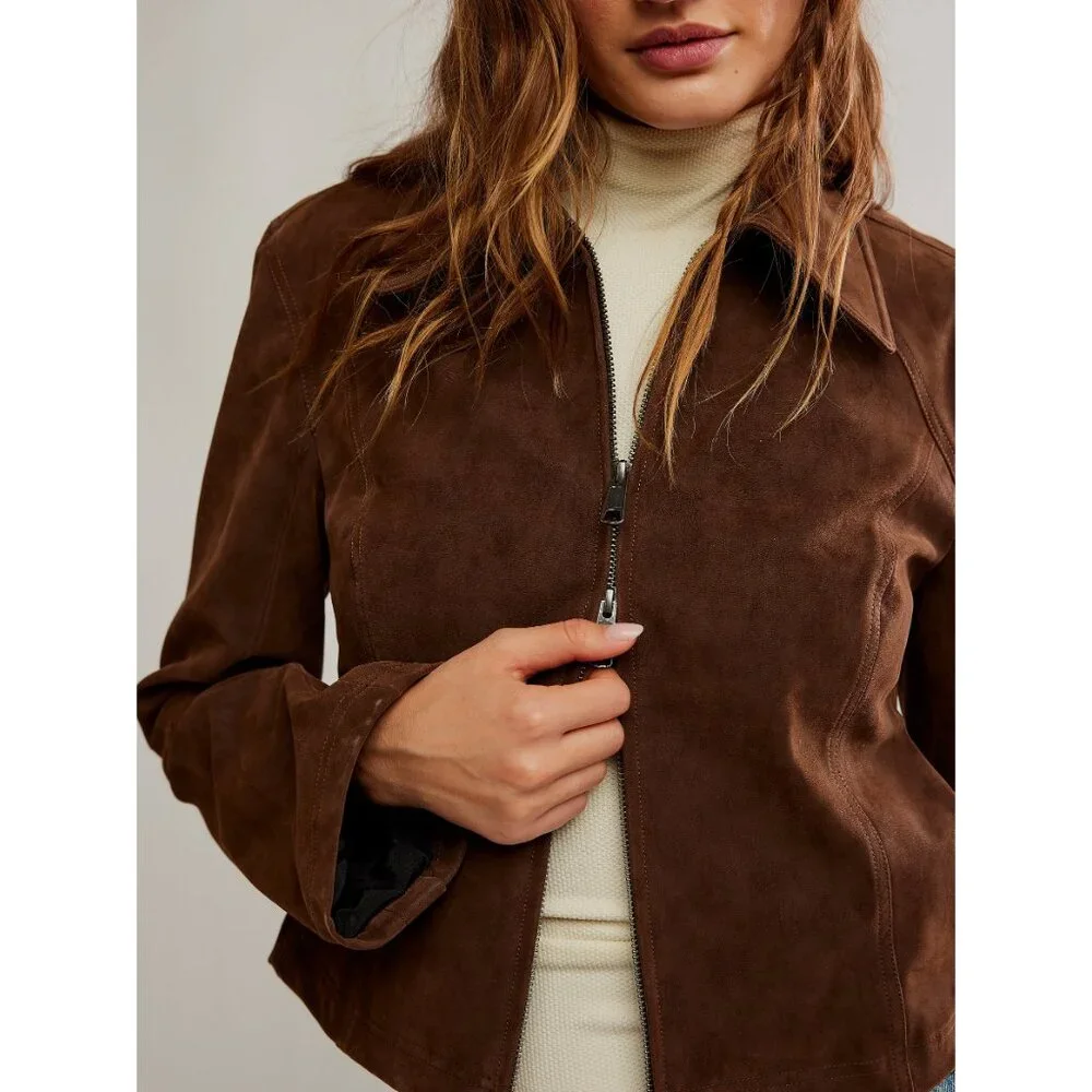 🆕 FREE PEOPLE We The Free River Vegan Suede Jacket / Double Espresso - Picture 4 of 7